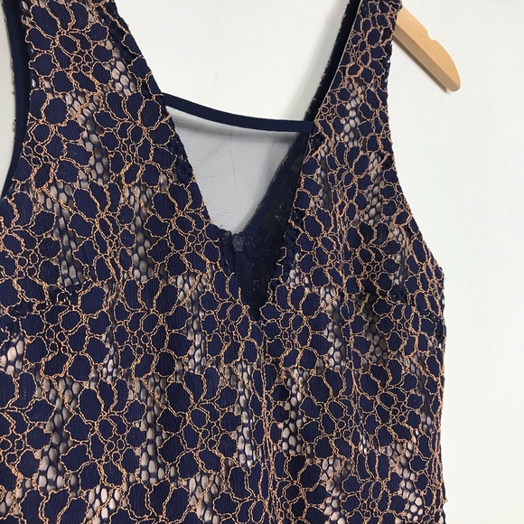ASTR Blue & Gold Lace Peplum Top - Picture 10 of 10